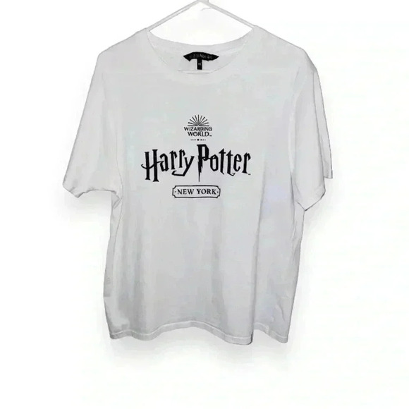 Harry Potter Official White Felt Graphic Short Sleeve Tee, size M - Picture 1 of 6